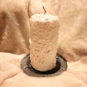 NIB PartyLite Pillar Candle and Pewter dish